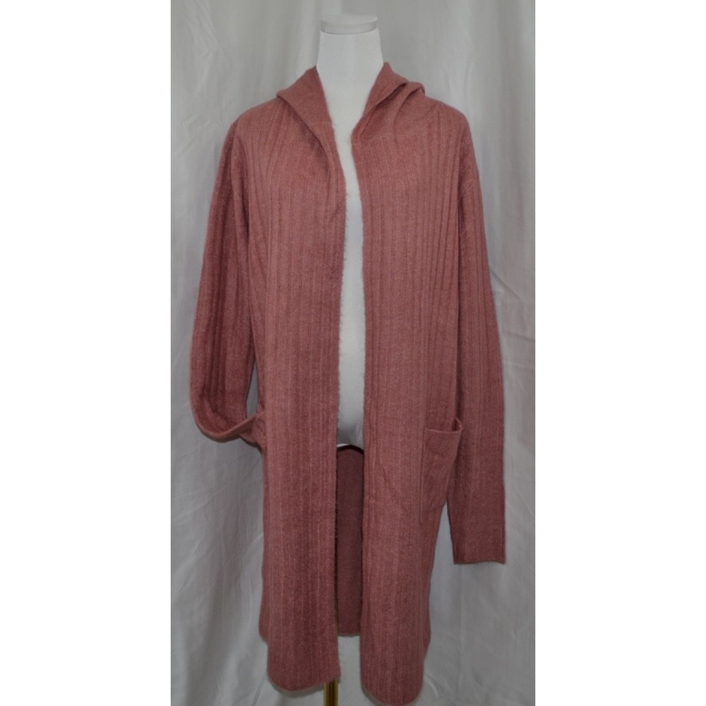 Theo & Spence Size M  Women's Open Front Cardigan with Pockets Dusty Rose‎